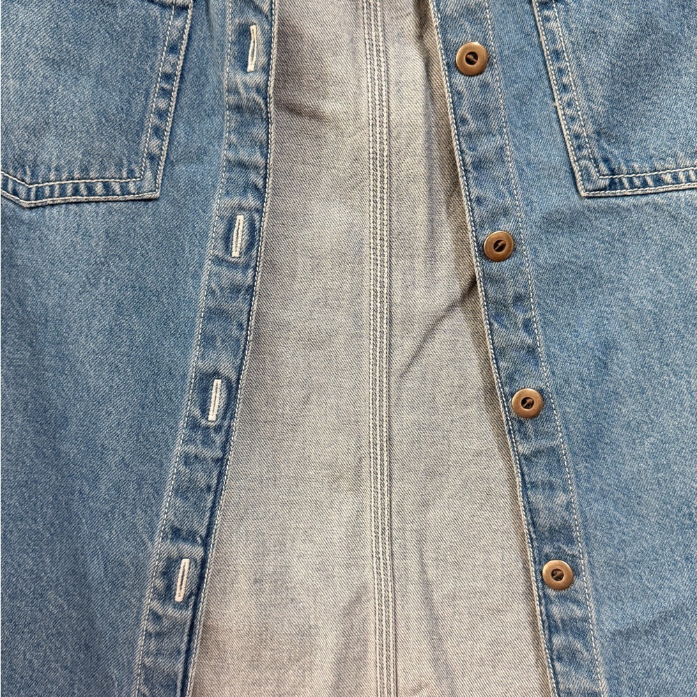American Eagle Denim Sleeveless Button-Up Collared Top size medium - Picture 4 of 6